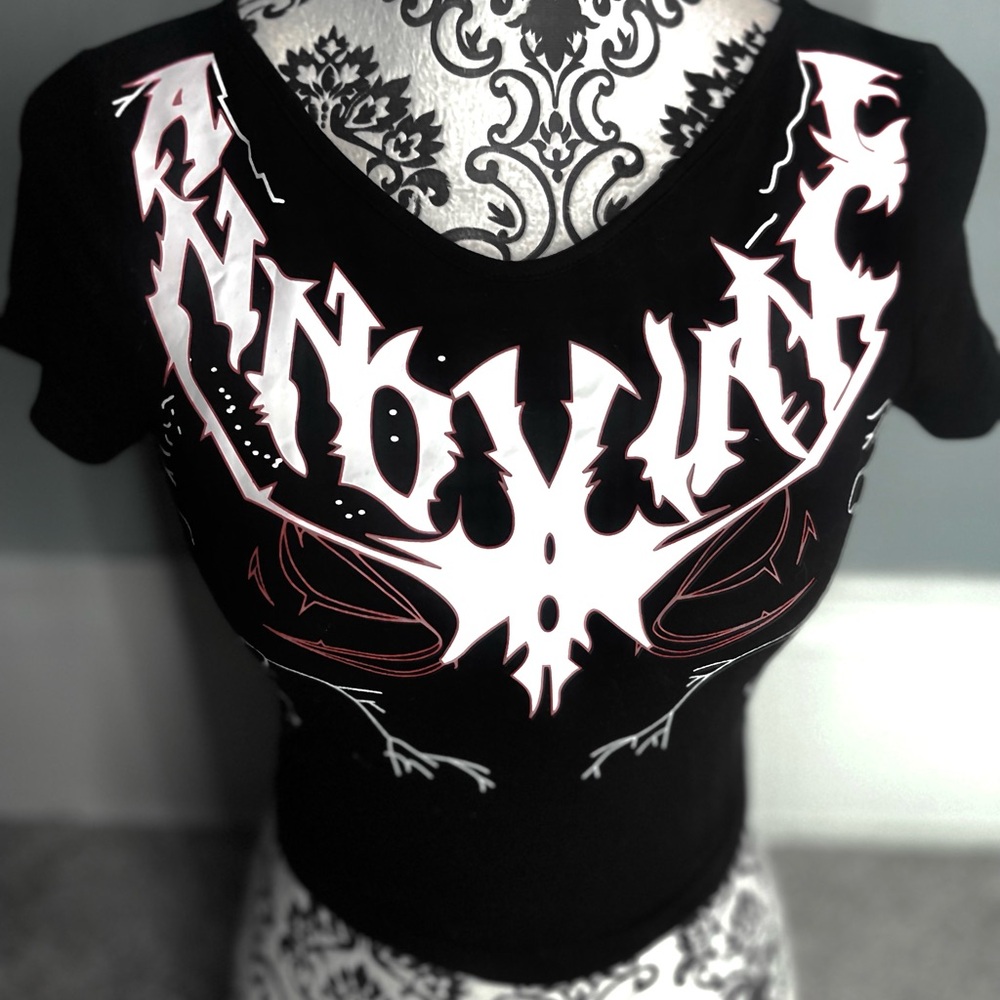 affliction black graphic crop top